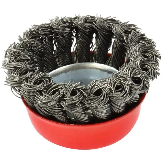 GEKO Stalen borstelkop - gedraaid draad - 75 mm - M14 schroefdraad