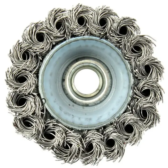 GEKO Stalen borstelkop - gedraaid draad - 75 mm - M14 schroefdraad