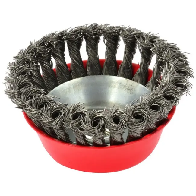 GEKO Stalen gedraaide draadborstel - 125 mm - M14 draad - Voor agressieve reiniging