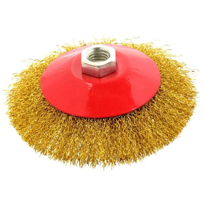 GEKO Messing draadborstel wiel - 125 mm - M14 schroefdraad - Flexibel en duurzaam