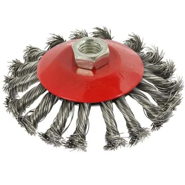 GEKO Bevel staalborstel - gedraaid draad - 115 mm - M14 schroefdraad
