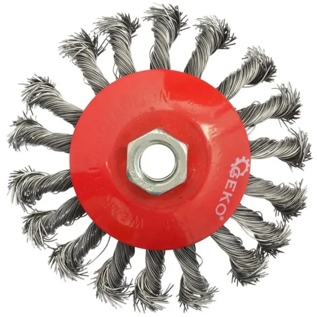 GEKO Bevel staalborstel - gedraaid draad - 115 mm - M14 schroefdraad