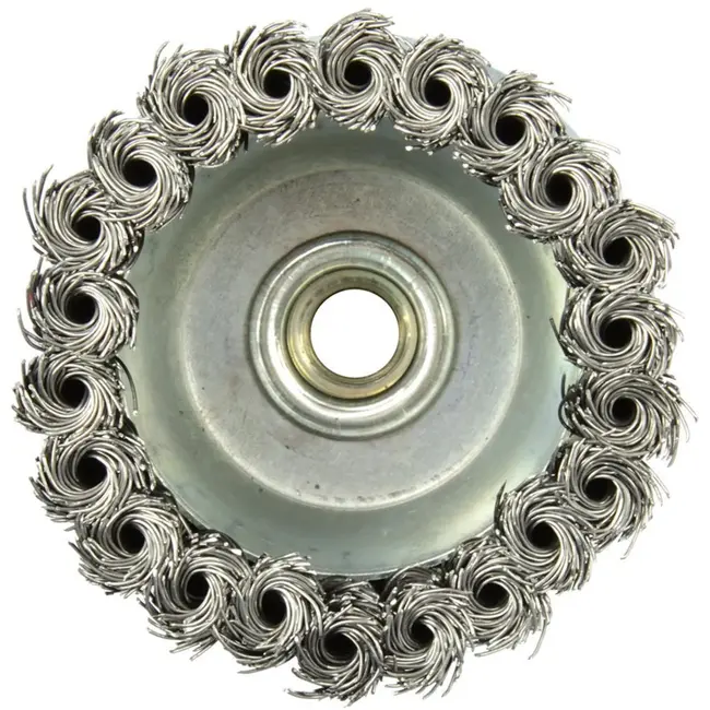 GEKO Stalen gedraaide draadborstel - 100 mm - M14 schroefdraad - met band - voor agressieve reiniging