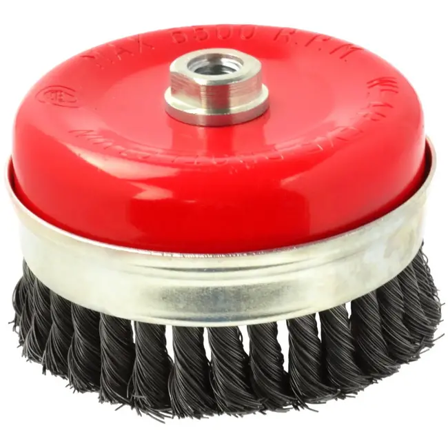 GEKO Stalen gedraaide draadborstel - 125 mm - M14 draad - Met band - Voor agressieve reiniging