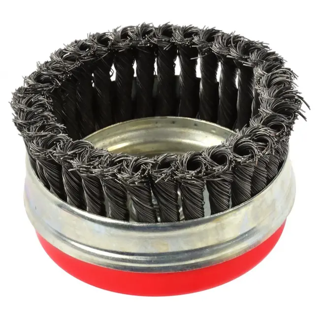 GEKO Stalen gedraaide draadborstel - 125 mm - M14 draad - Met band - Voor agressieve reiniging