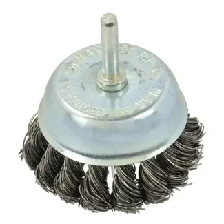 GEKO Stalen draadborstel - 75 mm - voor boormachines - 6 mm schacht - hoge rotatiesnelheid