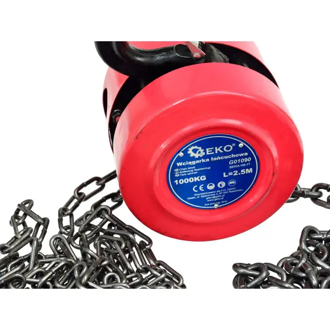 GEKO Handkettingtakel - 1000 kg - 2,5 m - Staal - G80 ketting