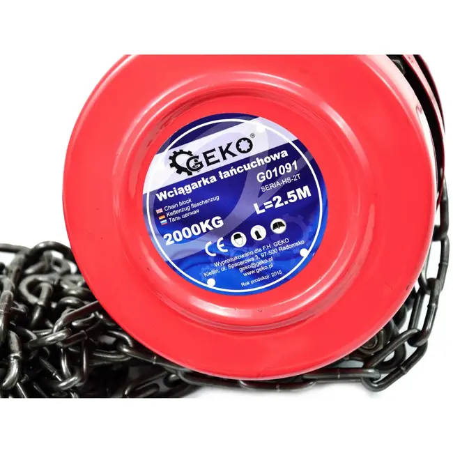 GEKO Kettingtakel - 2000 kg - 2,5 m hijshoogte - Staalconstructie