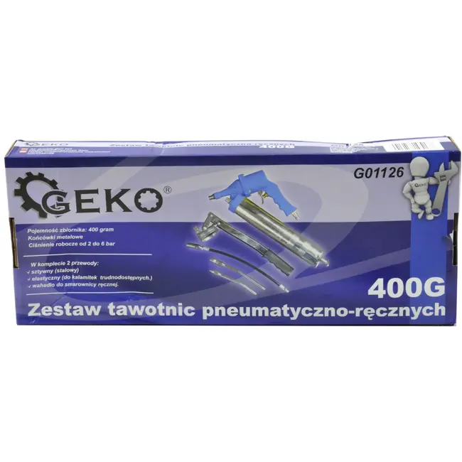 GEKO 2-in-1 vetspuit - pneumatisch en handmatig - 400 ml capaciteit - antislip grip - chroom afwerking