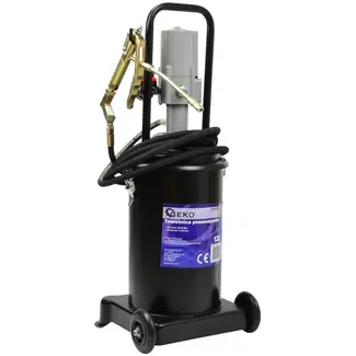GEKO Pneumatische vetpomp - draagbaar - 12 liter - hoge druk - met wielen en handvat GEKO Pneumatische vetpomp - draagbaar - 12 liter - hoge druk - met wielen en handvat