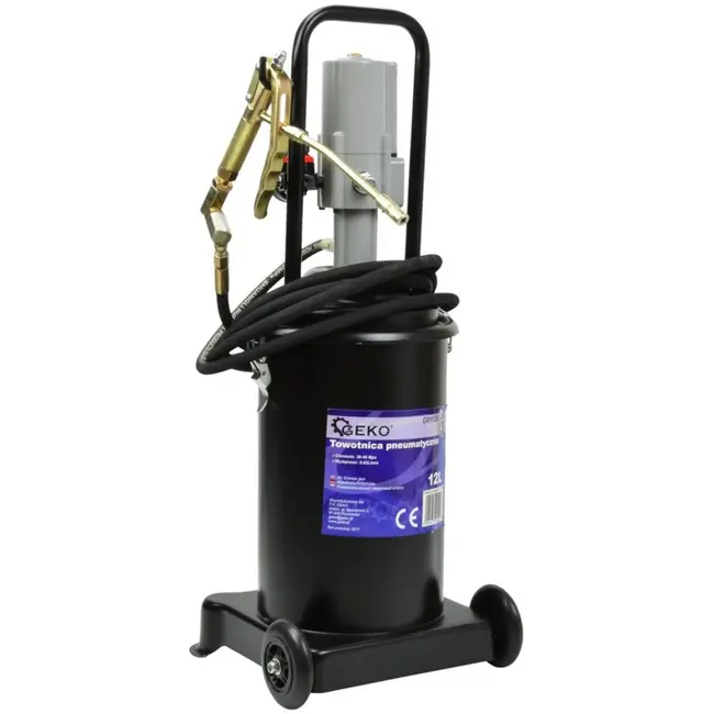 GEKO Pneumatische vetpomp - draagbaar - 12 liter - hoge druk - met wielen en handvat