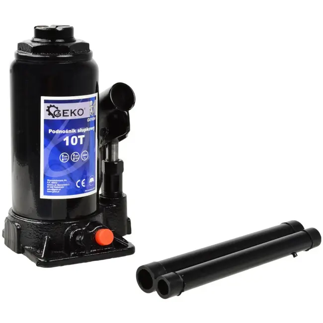 GEKO Hydraulische fleskrik - 10 ton - compact ontwerp - automatische veiligheidsklep