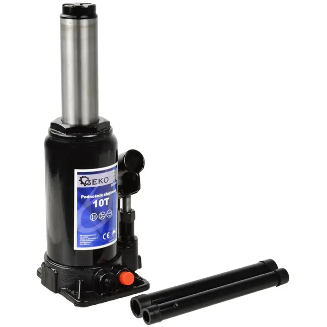 GEKO Hydraulische fleskrik - 10 ton - compact ontwerp - automatische veiligheidsklep