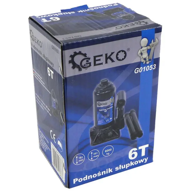 GEKO Hydraulische fleskrik - 6 ton - Compact en veilig - Verstelbare zadelhoogte