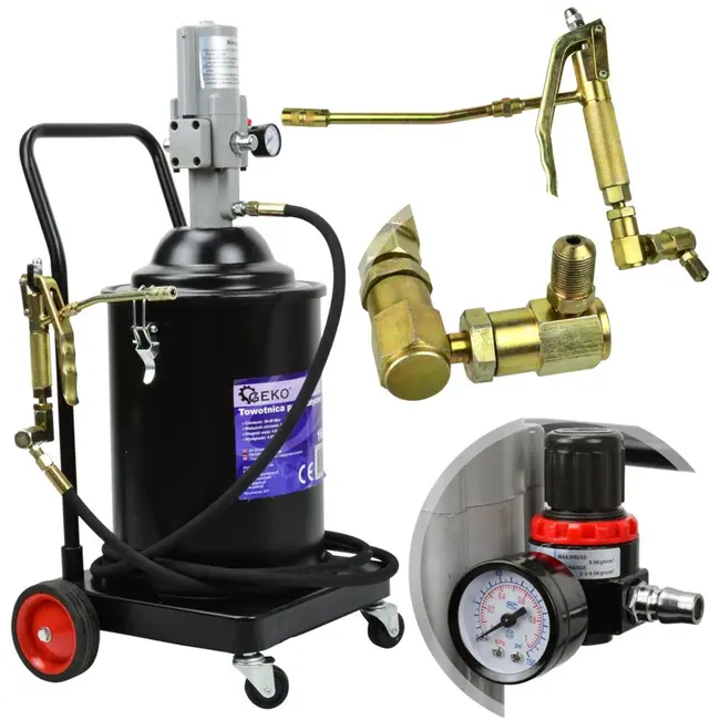 GEKO Pneumatische vetpomp - draagbaar - 16L - hoge druk - mobiel ontwerp