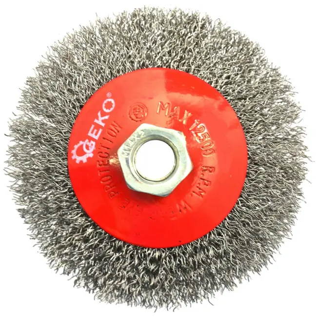 GEKO Stalen krimpdraadborstel - 100 mm - M14 draad - Voor krachtige reiniging