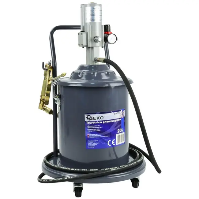 GEKO Pneumatische vetpomp - draagbaar - 20L - hoge doorvoersnelheid - mobiel ontwerp