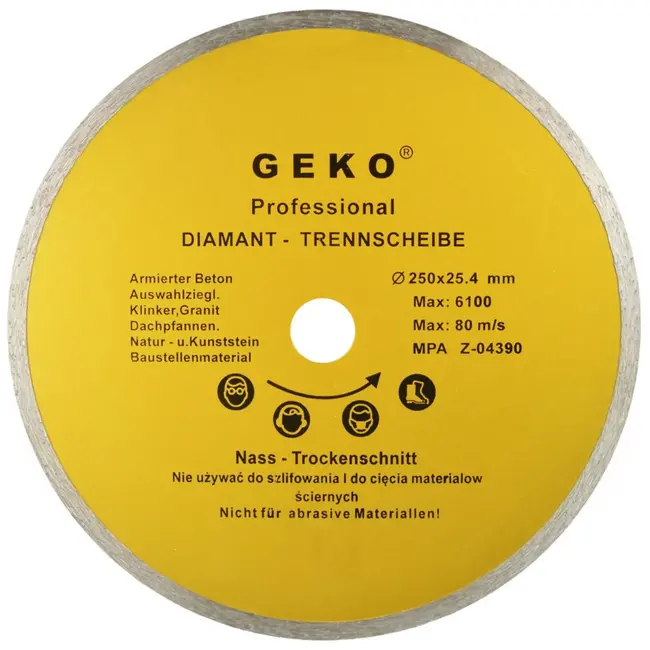 GEKO Diamantschijf - Fijne Snede - 250 mm - Voor Tegels en Natuursteen