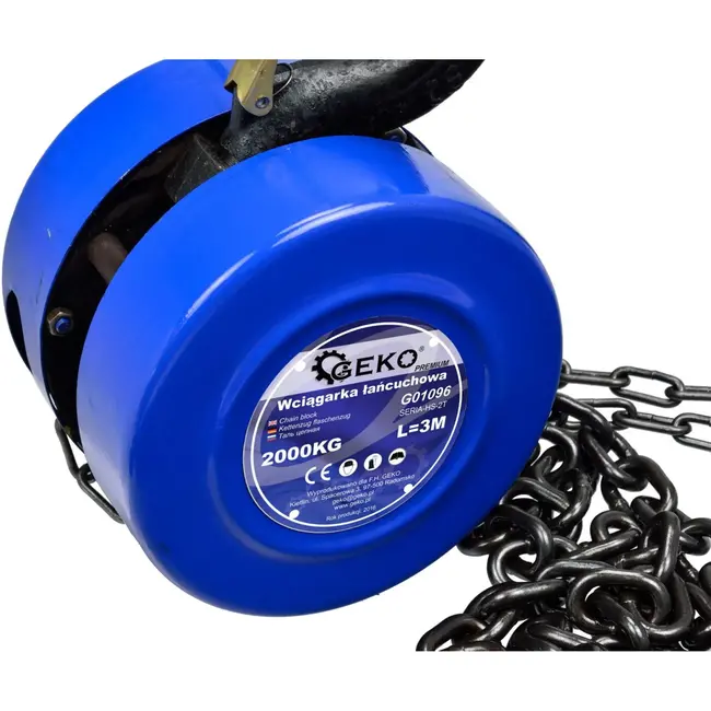 GEKO Kettingtakel - 2000 kg - 3 m hijshoogte - Duurzaam staal - Poedercoating