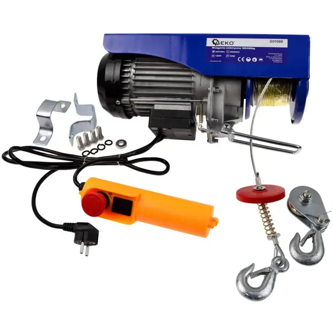 GEKO Elektrische takel - 300/600 kg - 12/6 m hijshoogte - 10/5 m/min snelheid