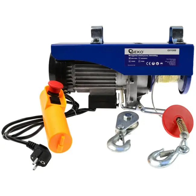 GEKO Elektrische takel - 300/600 kg - 12/6 m hijshoogte - 10/5 m/min snelheid