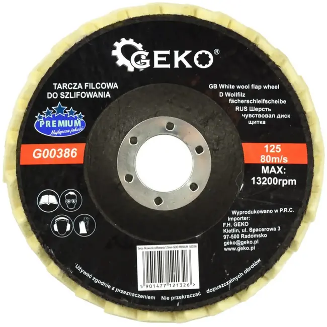 GEKO Witte wollen polijstschijf - 125 mm - Voor roestvrij staal en aluminium - 10 stuks