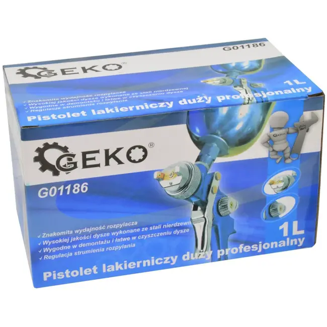GEKO Verfspuitpistool - RVS Nozzle - Aluminium Reservoir - 1L - HVLP - 4-5 Bar