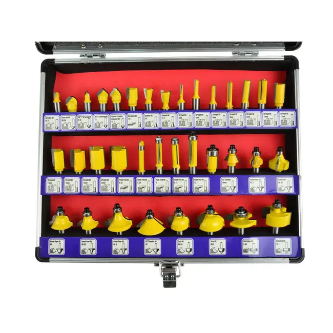 GEKO Frezen set - 35-delig - HSS staal - 8 mm schacht - Inclusief aluminium koffer