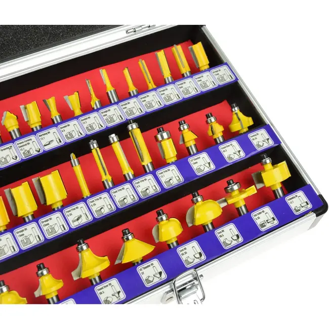 GEKO Frezen set - 35-delig - HSS staal - 8 mm schacht - Inclusief aluminium koffer