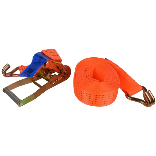 GEKO Rateltrekband met J-haken - 8m - 5000 kg - 50mm breed - Polyester