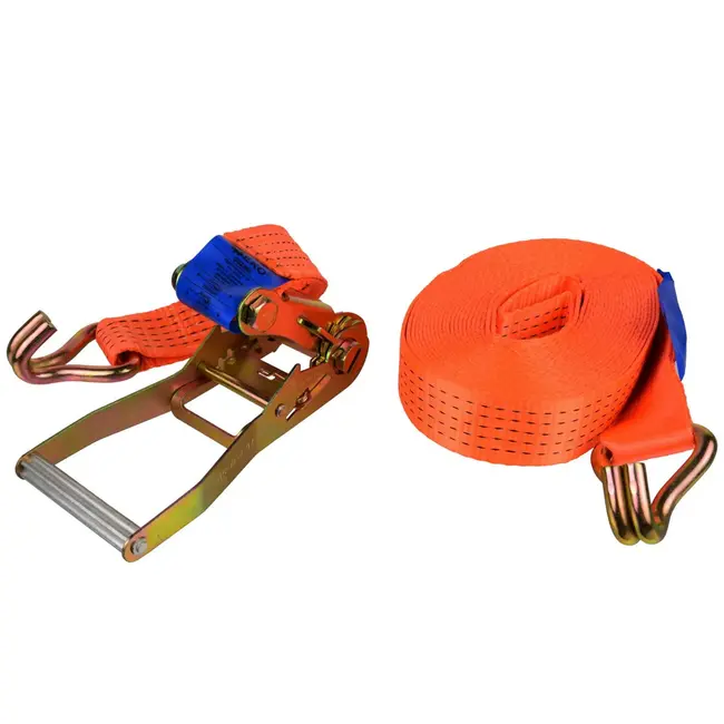 GEKO Rateltrekband - 10m - 5000kg - Polyester - J-haken - 50mm breed