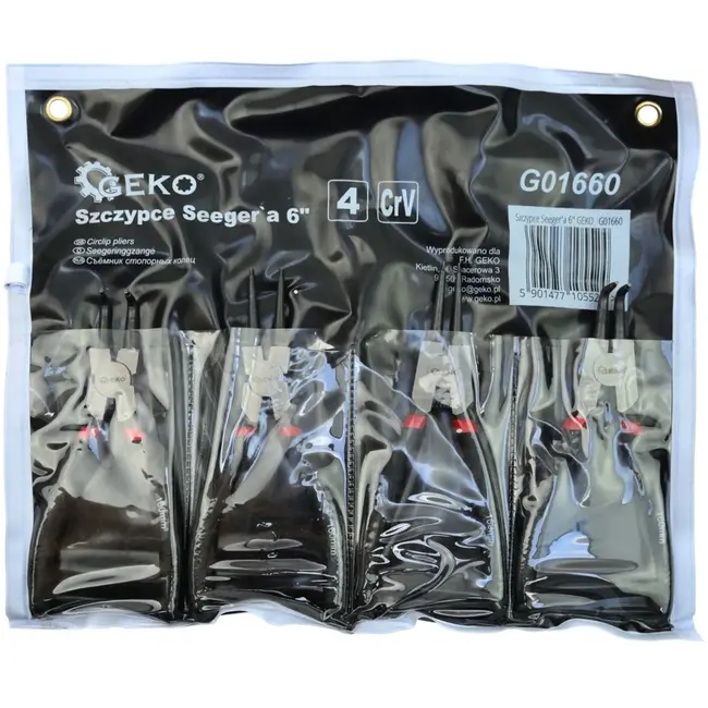 GEKO Circliptangenset - 4 stuks - CrV staal - Antislip handgrepen - 160mm