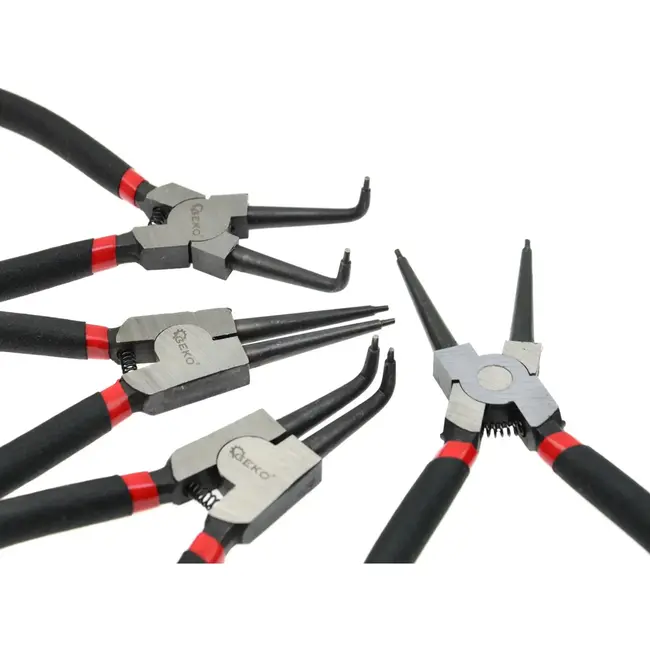 GEKO Circlip tangen set - CrV staal - Antislip handgrepen - 200mm - 4-delig