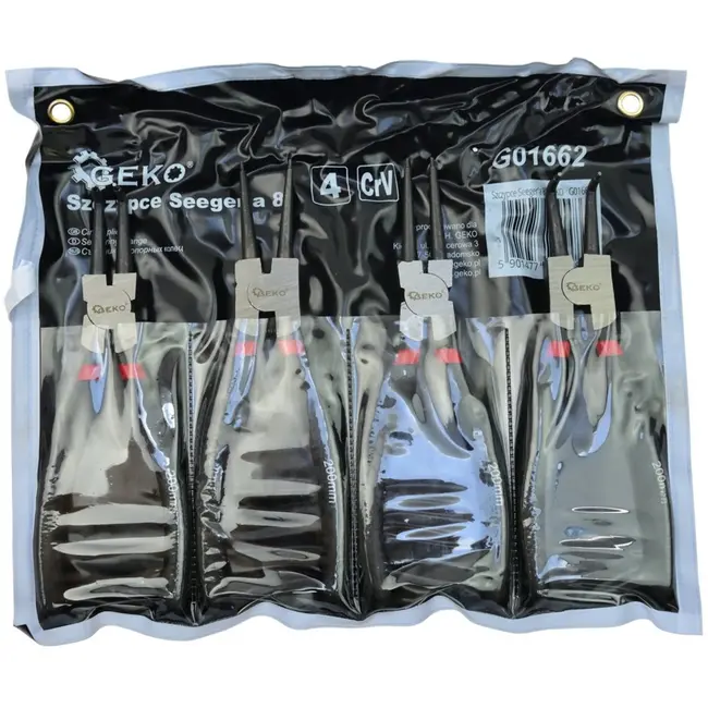 GEKO Circlip tangen set - CrV staal - Antislip handgrepen - 200mm - 4-delig