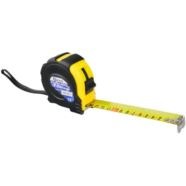 GEKO Rubberen meetlint - 7,5m - 25mm - Schokbestendig - Antislip haak