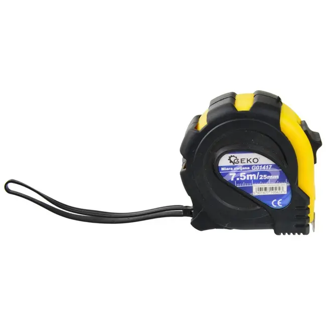 GEKO Rubberen meetlint - 7,5m - 25mm - Schokbestendig - Antislip haak