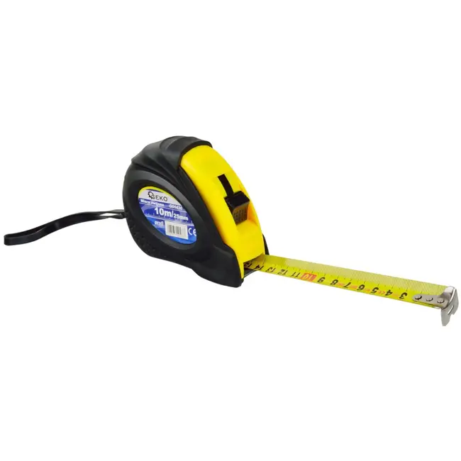 GEKO Rubberen meetlint - dubbele stopfunctie - 10 m x 25 mm - ergonomisch ontwerp