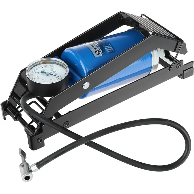 GEKO Enkelcilinder voetpomp - anti-slip - 80x130 mm - 0-6 bar - staalconstructie