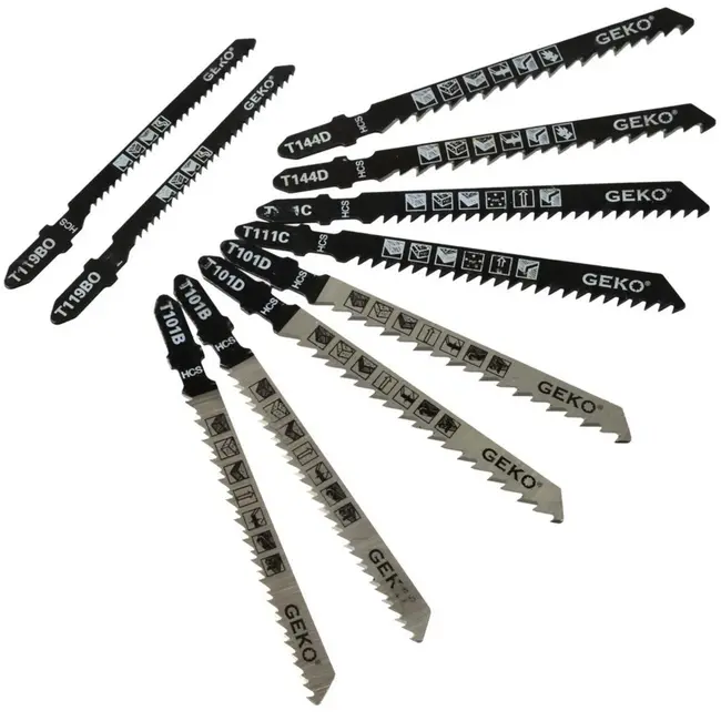 GEKO Multifunctionele T-schacht decoupeerzaagbladen - HCS staal - Set van 10 stuks