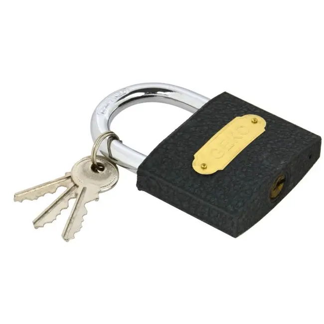 GEKO Hangslot - Lichtgewicht - Gietijzer en Staal - 75mm - Inclusief 3 Sleutels