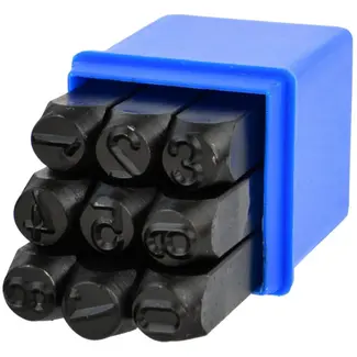 GEKO Cijferponsen set - 9 stuks - 4 mm - koolstofstaal - in kunststof doos