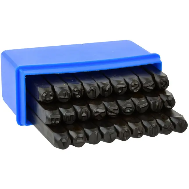 GEKO Letterponsen set - 27-delig - 8 mm - koolstofstaal - met opbergdoos