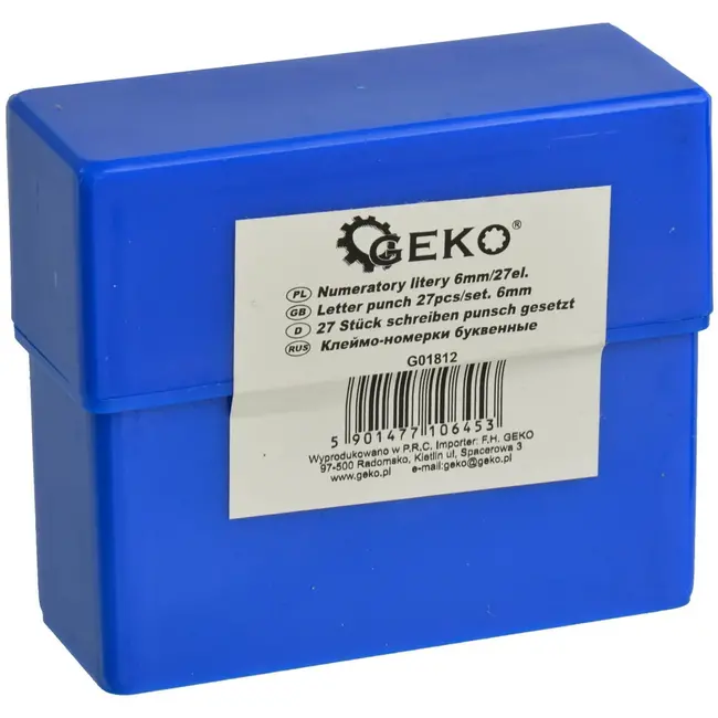 GEKO Letterponsen set - 27-delig - 8 mm - koolstofstaal - met opbergdoos