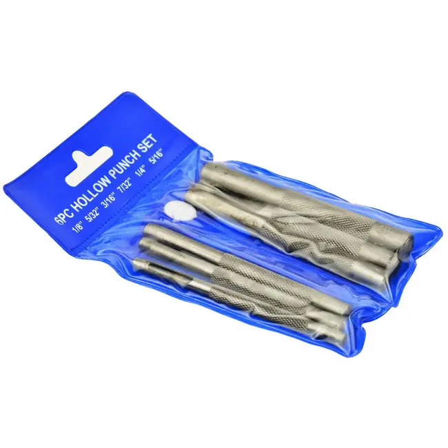 GEKO Lederen holpijp set - 6 stuks - 2.8-8 mm - Staal - Voor leer en rubber