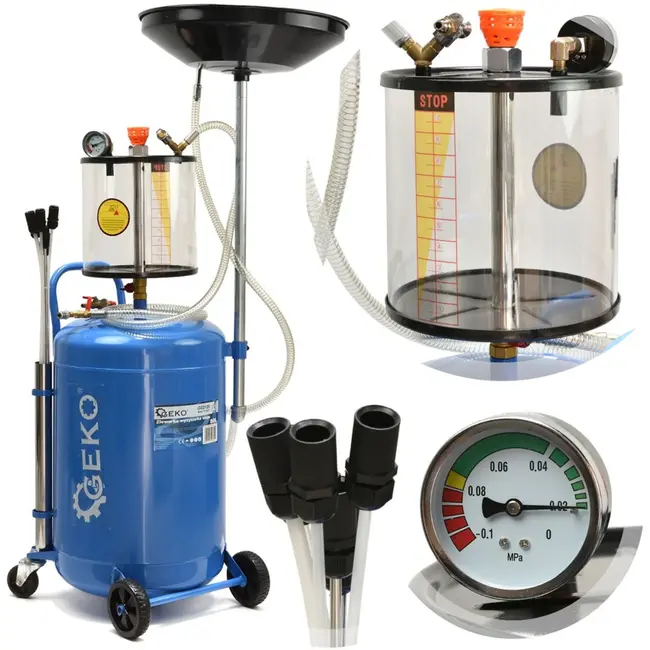 GEKO 80L olieafzuiger - verstelbare hoogte - flexibele zuigbuizen - inspectiekamer 10L