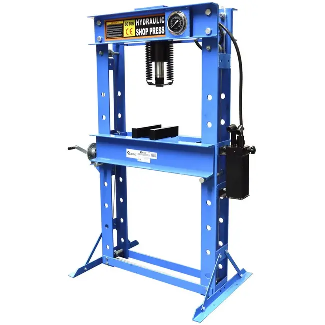 GEKO Hydraulische werkplaatspers - 50 ton - verstelbare werkhoogte - met manometer