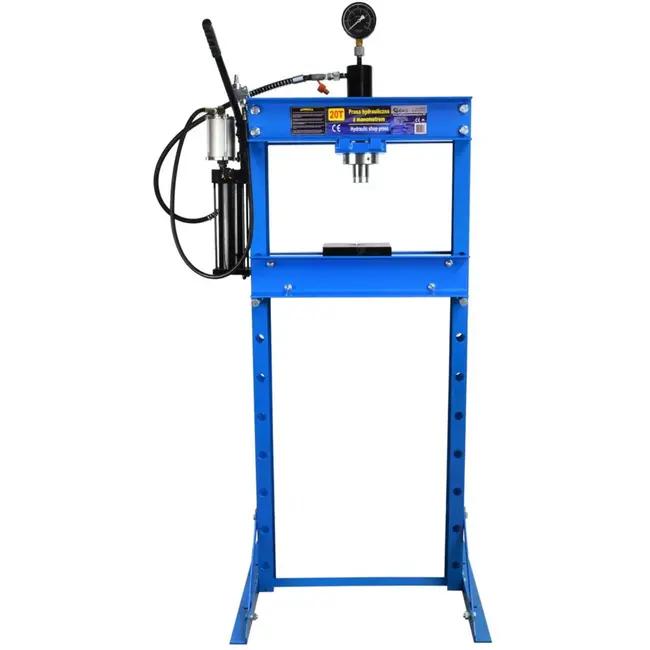 GEKO 20 ton hydraulische pers - lucht- en handbediening - verstelbare werkhoogte - robuust staal - met drukmeter