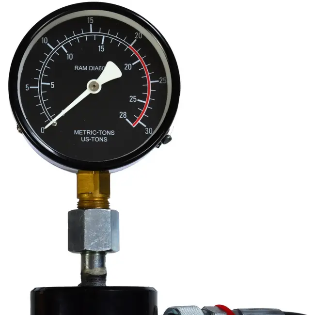 GEKO 20 ton hydraulische pers - lucht- en handbediening - verstelbare werkhoogte - robuust staal - met drukmeter