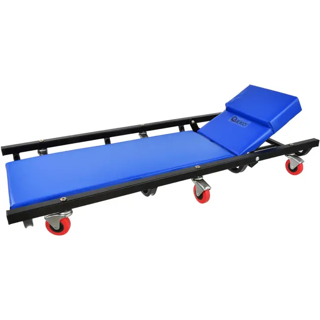 GEKO Opvouwbare autokrik - verstelbare hoofdsteun - 6 wielen - 100 cm lang - 150 kg draagvermogen