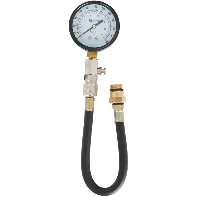 GEKO Drukmeter voor olie-verbrandingssprays - Analoge meter - Max. 20 bar - Flexibele slang 30 cm - Vervangbare meetpunten